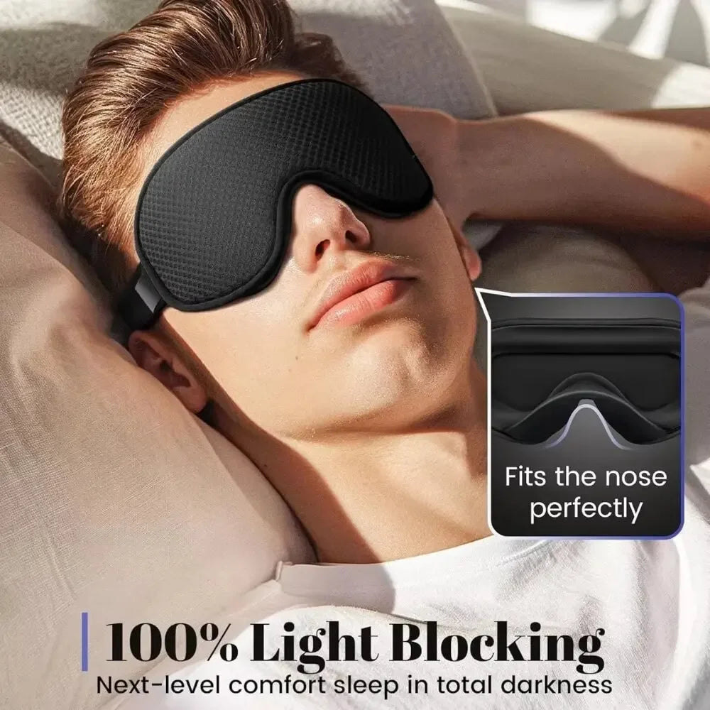Sleep Mask Blackout Eye Masks for Sleep 3D Breathable Soft Comfortable Eye Mask for Travel Adjustable Night Masks for Sleeping
